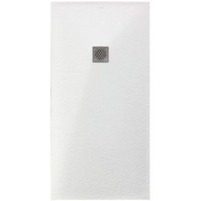 Receveur rectangulaire ULYSSE 2 en pierre de synthèse teinté masse + gelcoat.  Dimension : 800 x 800 mm. Hauteur 30 mm. La texture pierre antiglisse procure une sensation chaure et agréable au toucher.. Receveur de douche SHOWER-ZOOM ULYSSE2 en RESINE,SHOWER-ZOOM 01QVBL08000800N, bac de douche BLANC L 80 x H 80 - Epaisseur 3 cm 