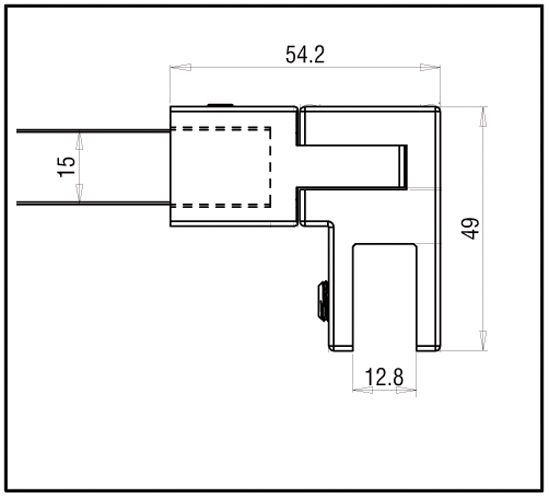 Barre de stabilisation verre-verre  square 15x15 verre-verre. 