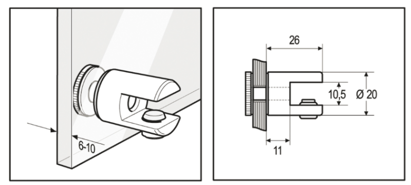 Support tablette verre simple à fixer sur paroi de verre