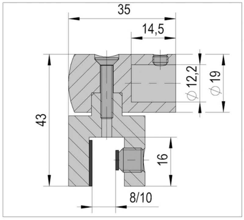 Raccord verre pour raidisseur diametre 12 mm