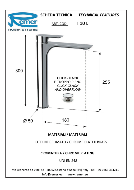 Mitigeur Lavabo surélevé INFINI  - chromé