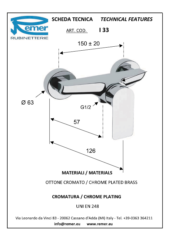 Mitigeur Mono-commande pour douche - INFINI