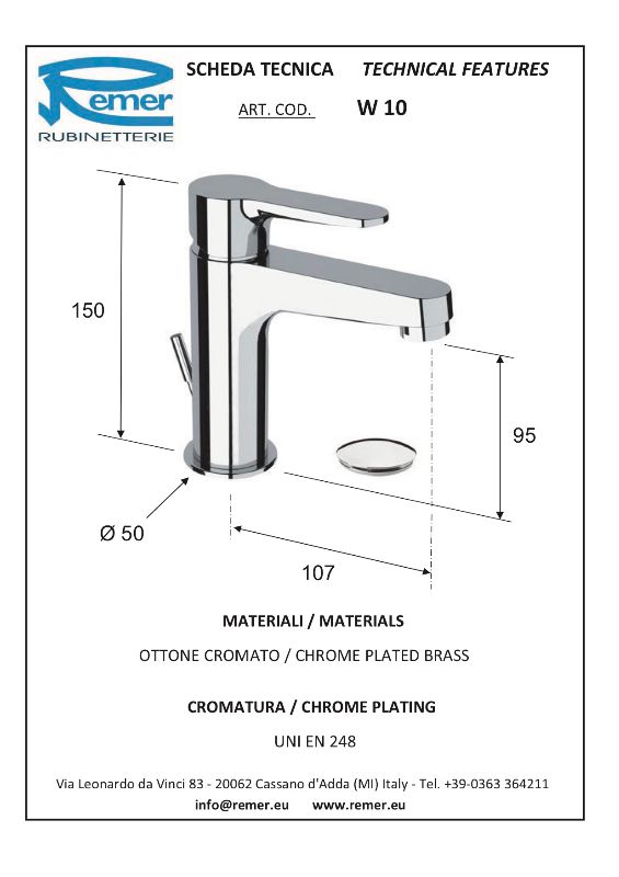 Mitigeur lavabo WINNER vidage laiton - chromé - économie énergie