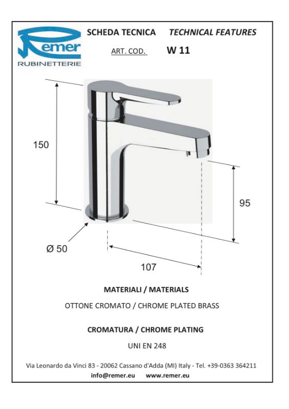 Mitigeur lavabo WINNER vidage laiton - chromé - économie énergie