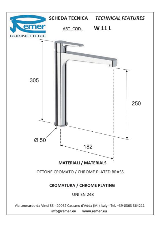 Mitigeur lavabo surélevé WINNER sans vidage - chromé