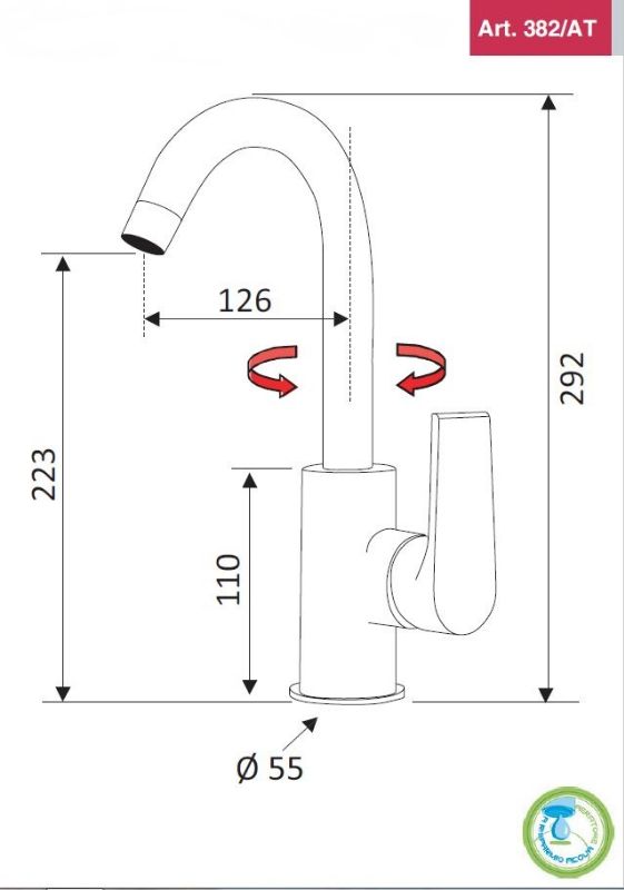 Mitigeur lavabo bec haut mobile ARTIQUE vidage clic clac- chromé