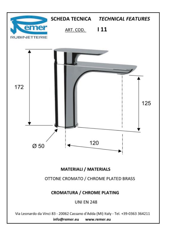 Mitigeur lavabo INFINI sans vidage - chromé