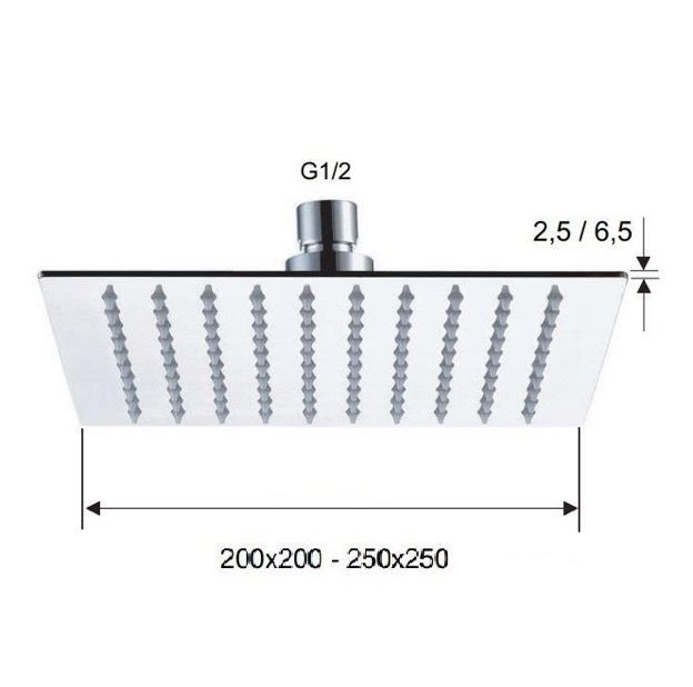 Tête de douche 200x200 SLIM inox