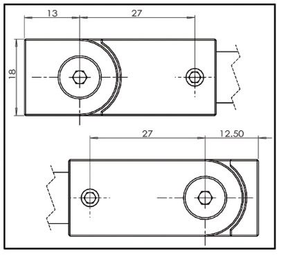 Barre de stabilisation square 12x12 verre-mur orientable