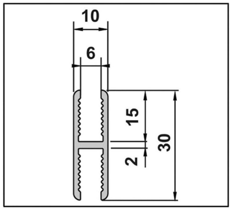 Profilé adaptation pour charnière AQUA 6mm 180°