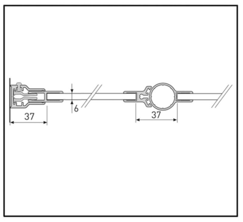Profilé adaptation pour charnière AQUA 6mm 180°