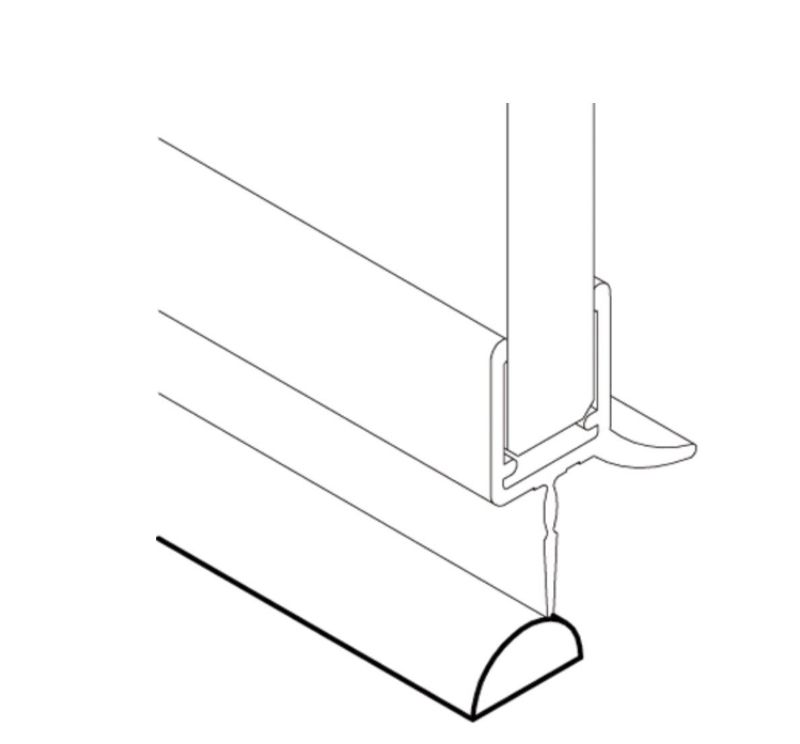 Seuil de porte de douche en plastique transparent 20 x 10 mm 1 m de long