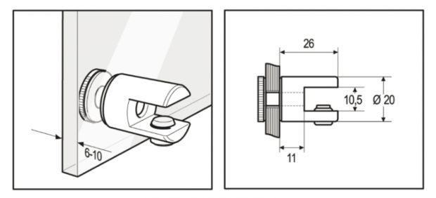 BO5200048 Support tablette verre  double à fixer sur paroi verre