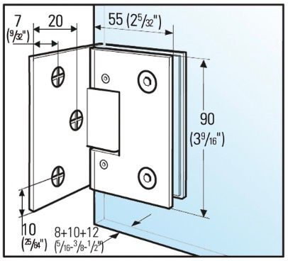 BO5211546 Charnière BILBAO Select verre mur 90°