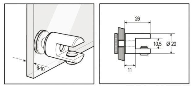 BO5200047 Support tablette verre simple à fixer sur paroi de verre