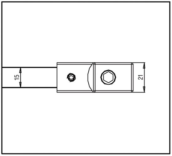 BO5420240 Raidisseur verre - mur 90° - carré 15x15