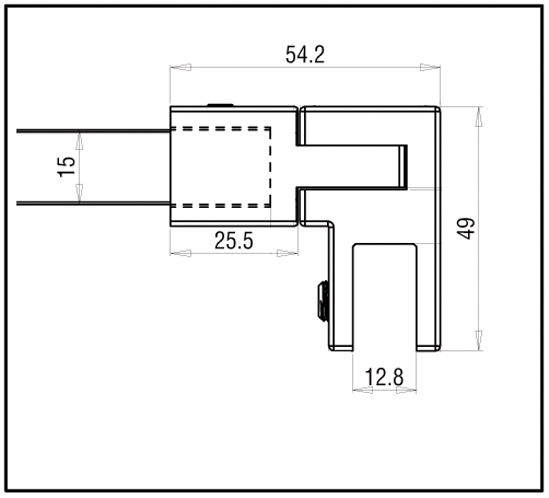 BO5420240 Raidisseur verre - mur 90° - carré 15x15