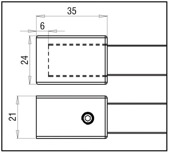 BO5420240 Raidisseur verre - mur 90° - carré 15x15