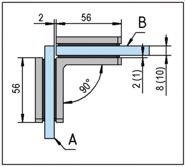 BO5218432 Raccord d'angle SANTOS verre-verre 90° (Lot de 2)