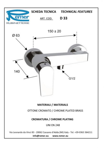 DR33 Mitigeur douche DRIM chrome