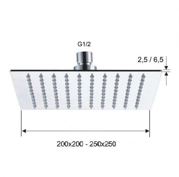 SQ0/04-20 Tête de douche 200x200 SLIM inox