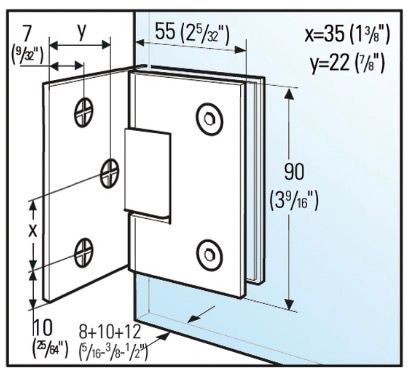 BO5211549 Charnière Bilbao verre mur 90°