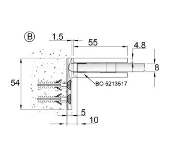 BO5211553 Charnière Bilbao verre mur 90° Premium