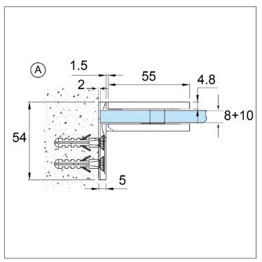 BO5211553 Charnière Bilbao verre mur 90° Premium