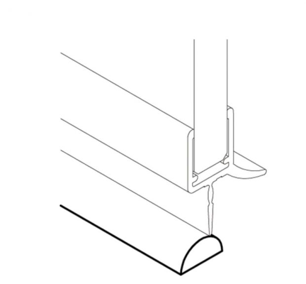 Seuil de porte de douche en plastique transparent 20 x 10 mm 1 m de long