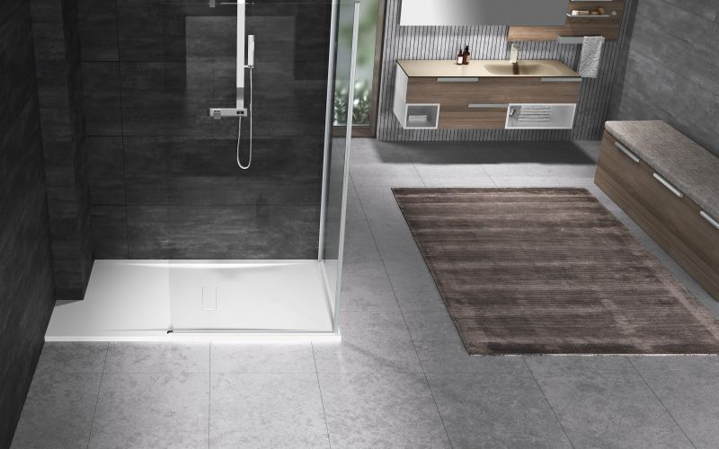 Bac de douche custom 1000x800 mm B.120 mm blanc doux Blanc mat